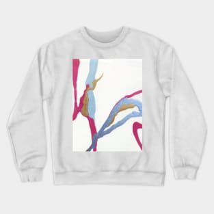 Meandering Colors Hot Pink and Blue Abstract with Gold Crewneck Sweatshirt